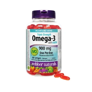 WEBBER NATURALS Omega-3 + CoQ10 Hỗ trợ Não Bộ, Giảm Mỡ Máu (80 Viên, Công thức kép)